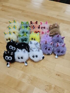 Fluffy Nwot Pom Critter Keychains